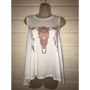 Show Me Your Mumu Mellow Sleeveless Cow Skull Novelty Tank Size M